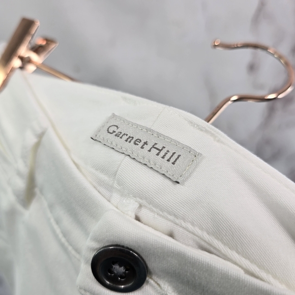 Garnet Hill Pants Women 6 White Chino High Rise Crop Short Pima Ankle - Picture 3 of 13